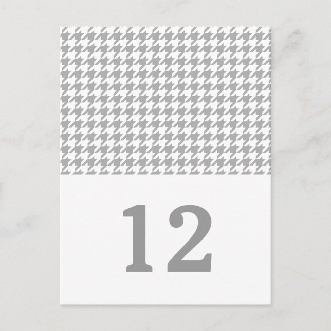 Grey Houndstooth Table Number Postcard (Front)