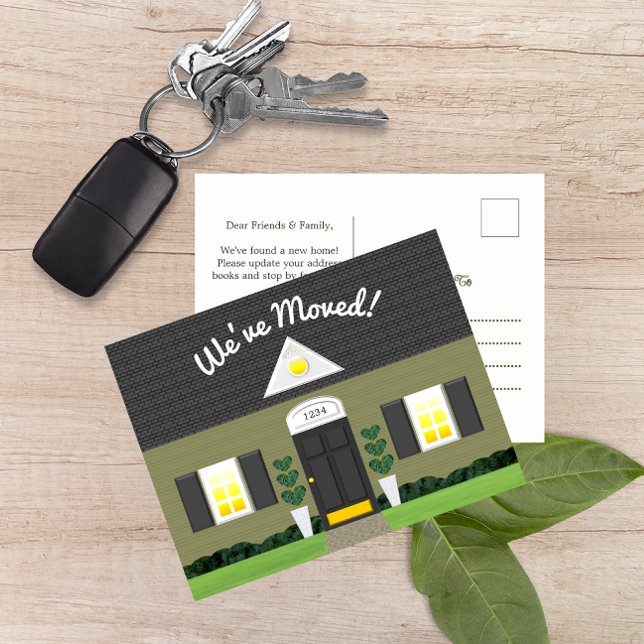 Grey House Facade New Address Postcard (Creator Uploaded)