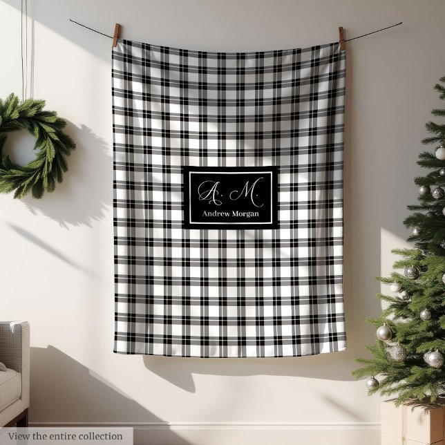 Grey Hues Rustic Black White Plaid Blanket for Him (Grey Hues Rustic Black White Plaid Blanket for Him)