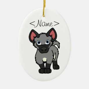 Grey Hyena Cub Ceramic Tree Decoration