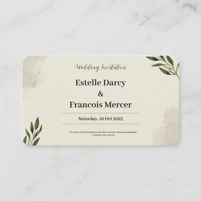 Grey Illustration Modern Simple Wedding Invitation (Front)