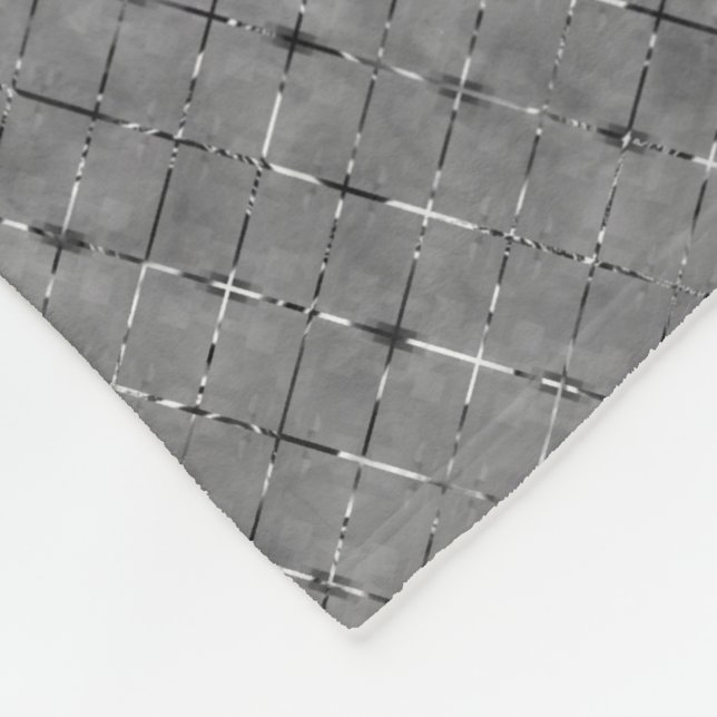 Grey image divided into rectangle, brightness wire fleece blanket (Corner)