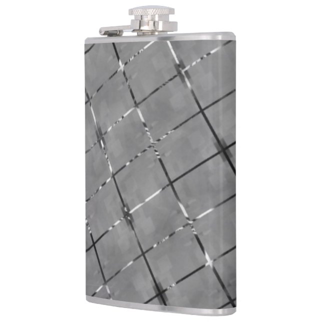 Grey image divided into rectangle, brightness wire hip flask (Left)