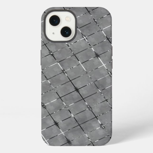 Grey image divided into rectangles, glow wire iPhone case (Back)