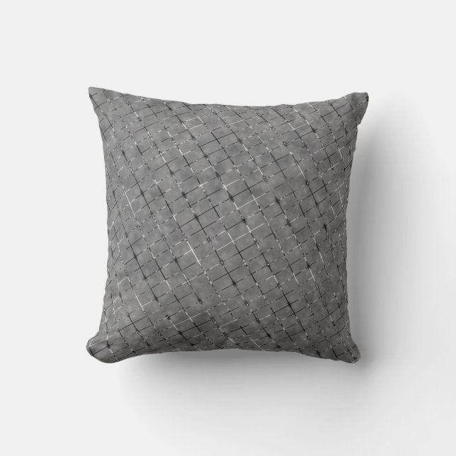 Grey image divided into rectangles, shine wire cushion (Front)