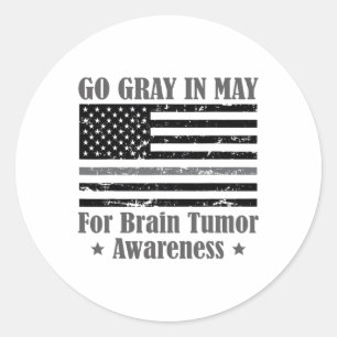 Grey In May Brain Tumour Awareness Cancer Hope Gre Classic Round Sticker