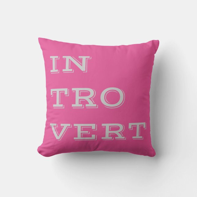Grey Introvert Throw Pillow (Front)