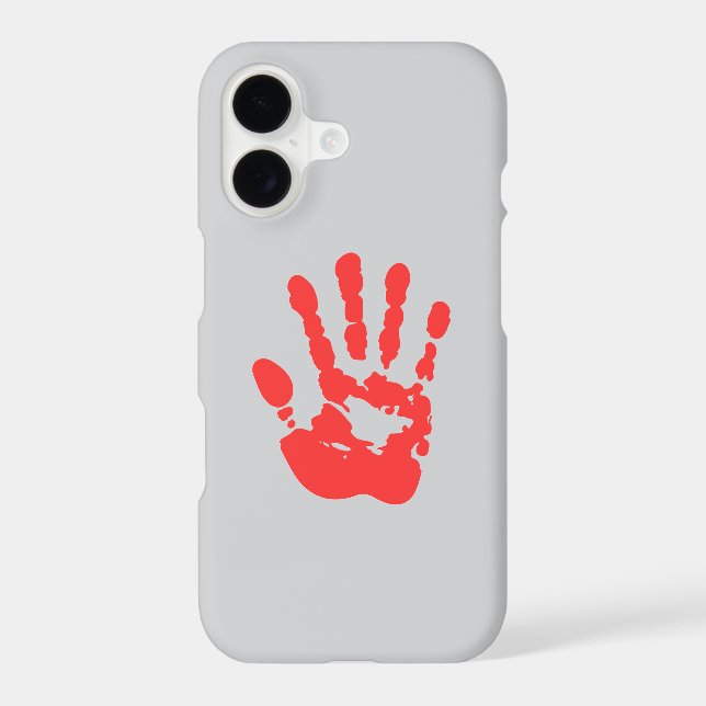 Grey iPhone 17 Case with Bloody Hand Halloween (Back)