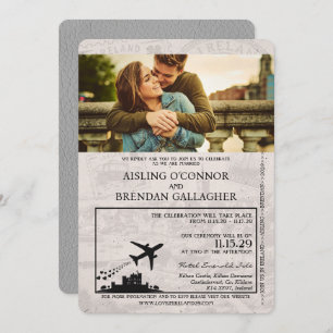 Grey Ireland Passport Wedding Invitation