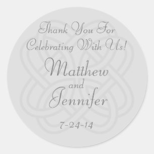 Grey Irish Celtic Knot Custom Wedding Favour Label