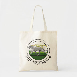 Grey Irish Wolfhound with Yellow Flower Fence Tote Bag