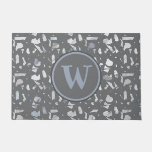 Grey Italian Terrazzo Tile Monogrammed Doormat