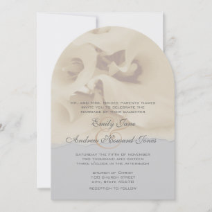 Grey Ivory Calla Lily Floral Wedding Invitation