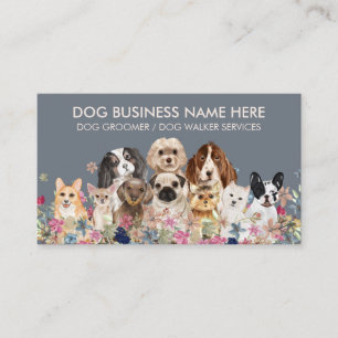 Grey Ivory Pet Grooming Dog Sitters Groomer Business Card