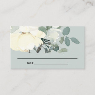 GREY IVORY WHITE FLORAL BRIDAL SHOWER PLACE CARD