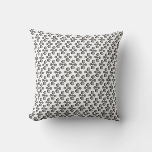 Grey Jade Tree Leaves on White Throw Pillow (Front)