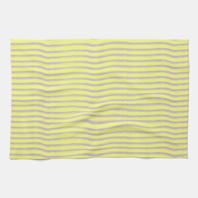Grey jagged lines on yellow. tea towel (Horizontal)