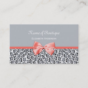 Grey Jaguar Print Boutique With Coral Ribbon Business Card