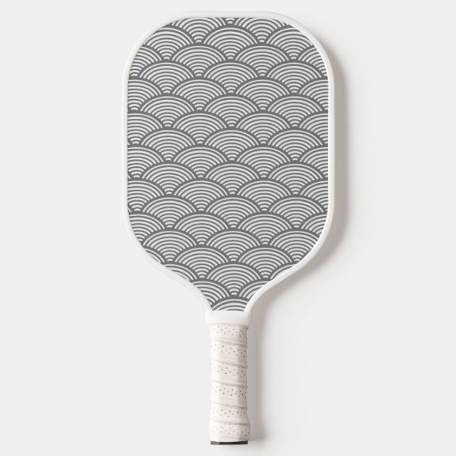 Grey Japanese waves pattern Pickleball Paddle (Front)