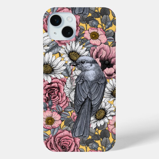 Grey jays and flowers Case-Mate iPhone case (Back)