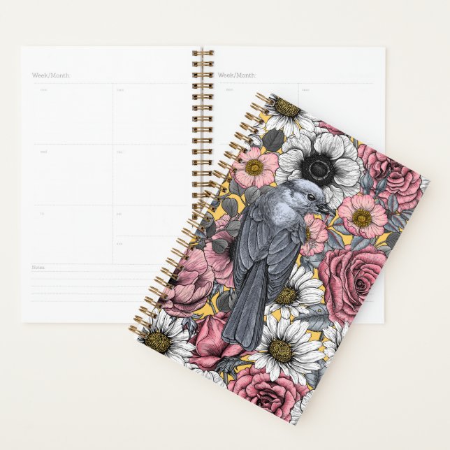 Grey jays and flowers planner (Display)