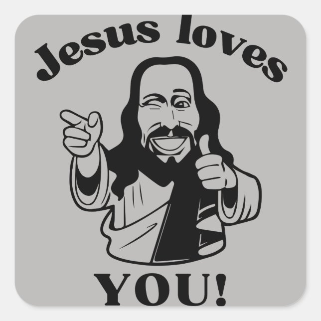 Grey Jesus loves you sticker Christian stickers (Front)