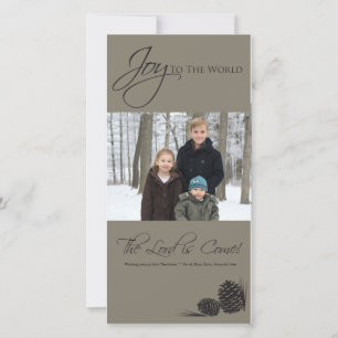 Grey Joy to the World Photocard Holiday Card