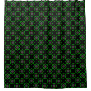 Grey kaleidoscope ornament shower curtain