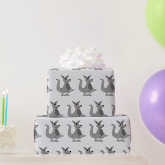 Grey Kangaroo Design Any Background Colour Wrapping Paper