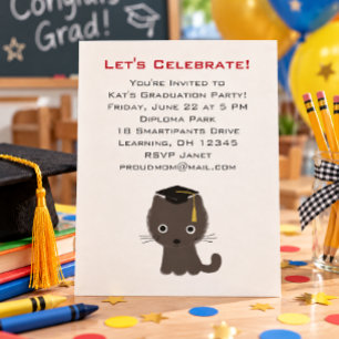 Grey Kitten Graduation Announcement