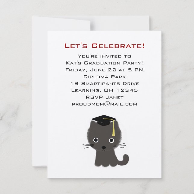 Grey Kitten Graduation Announcement (Front)
