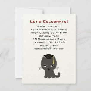 Grey Kitten Graduation Announcement