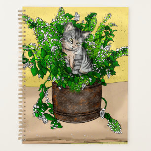 Grey Kitten in Bucket of Catnip Planner