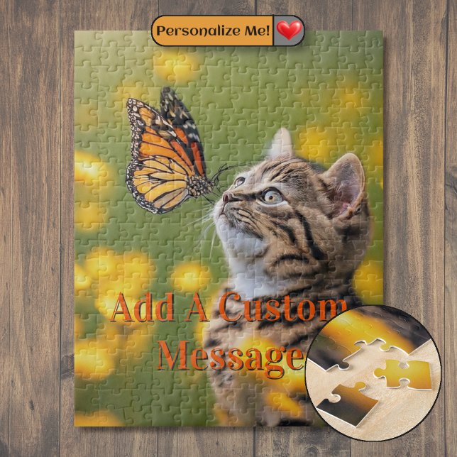 Grey Kitten Orange Butterfly Jigsaw Puzzle (Grey Kitten Orange Butterfly Jigsaw Puzzle)