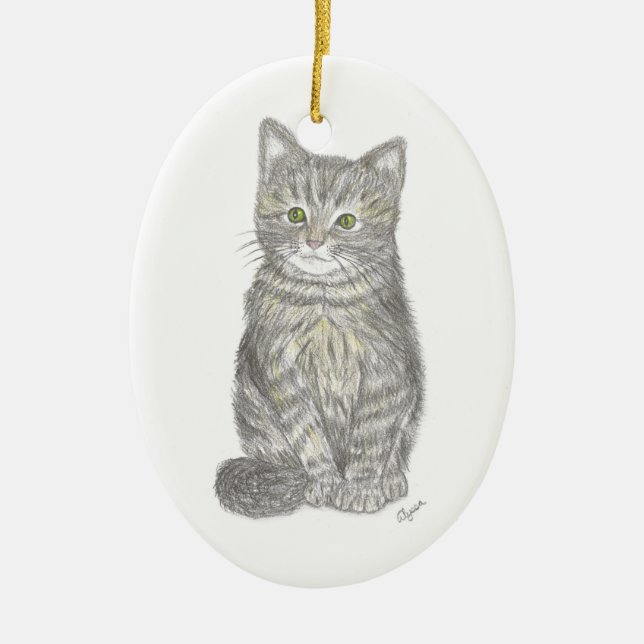 Grey Kitten Ornament (Front)