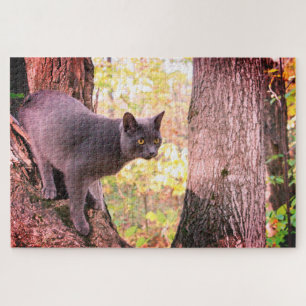 Grey Kitty Cat Designed Jigsaw Puzzle