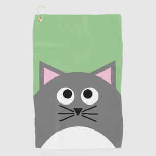 Grey Kitty Cat Golf Towel
