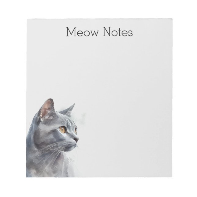 Grey Kitty Cat Notepad (Front)