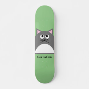 Grey Kitty Cat Personalised Skateboard