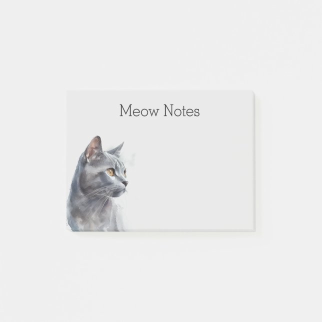 Grey Kitty Cat Post-it Notes (Front)