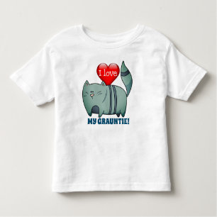 Grey Kitty & Heart  "I love my Grauntie!"   Toddler T-Shirt