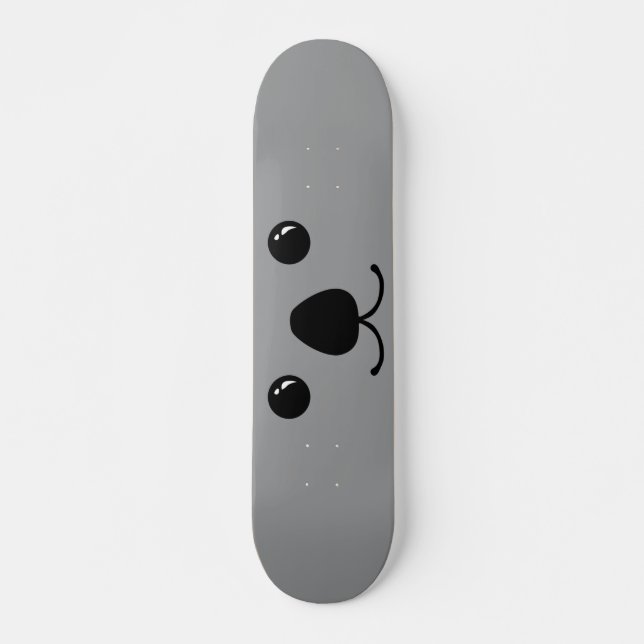 Grey Koala Cute Animal Face Design Skateboard (Front)
