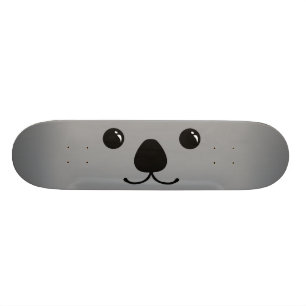 Grey Koala Cute Animal Face Design Skateboard