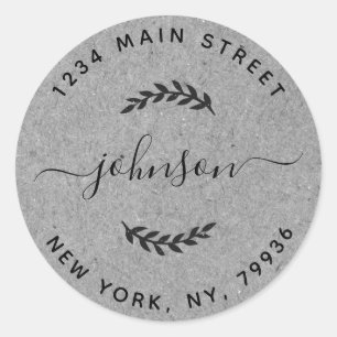 Grey Kraft Create Your Own Round Return Address Classic Round Sticker