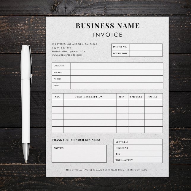 Grey Kraft Earthy Custom Business Invoice Receipt  Custom Letterhead (Creator Uploaded)