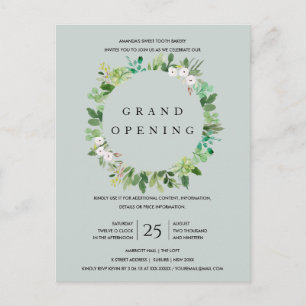 GREY KRAFT FOLIAGE FRAME GRAND OPENING CEREMONY POSTCARD