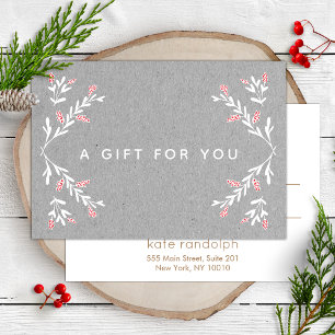 Grey Kraft Holiday Gift Certificate