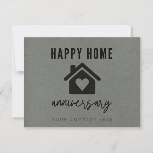 Grey Kraft Paper Happy Home Anniversary Realty Card