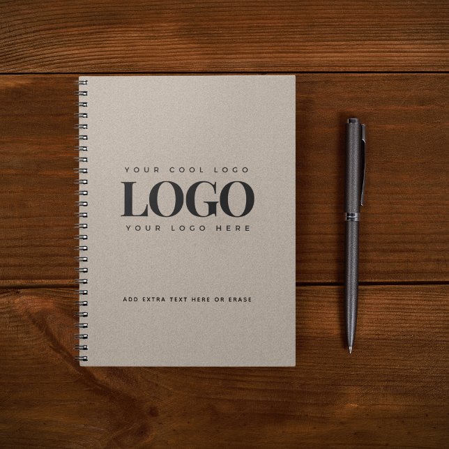 Grey Kraft Paper Look Round Logo Business Custom  Notebook (Creator Uploaded)