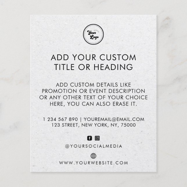 Grey Kraft Style Custom Business Logo Social Media Flyer (Front)
